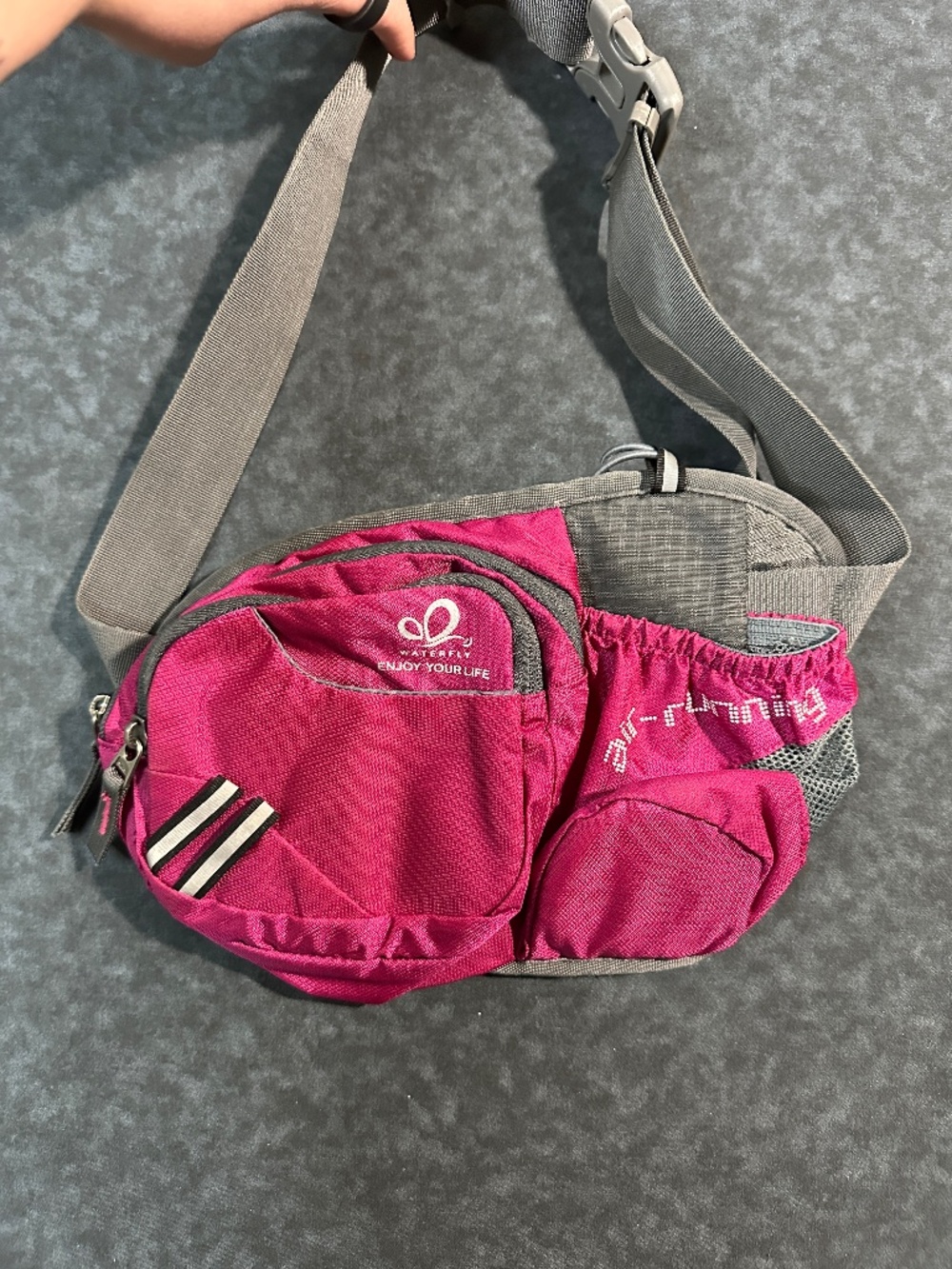 Waterfly Fanny Pack Waist Bag with Water Bottle Holder Pinkish/Purple